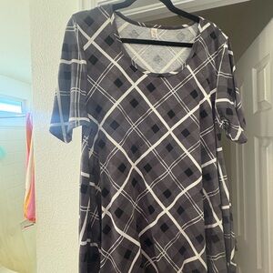 Gray Plaid Short Sleeve Dress